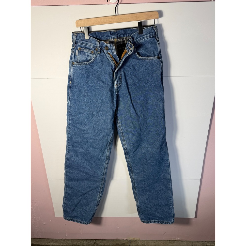 Carhartt B172 DST Flannel Lined Relaxed Fit Jeans Mens 30x32 Dark Stone Blue